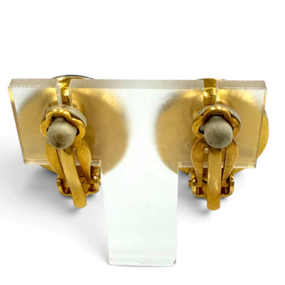 Chanel Vintage 95A CC Logo Blue Marble Earrings Gold — view 4