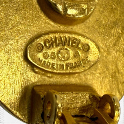 Chanel Vintage 95A CC Logo Blue Marble Earrings Gold — view 7