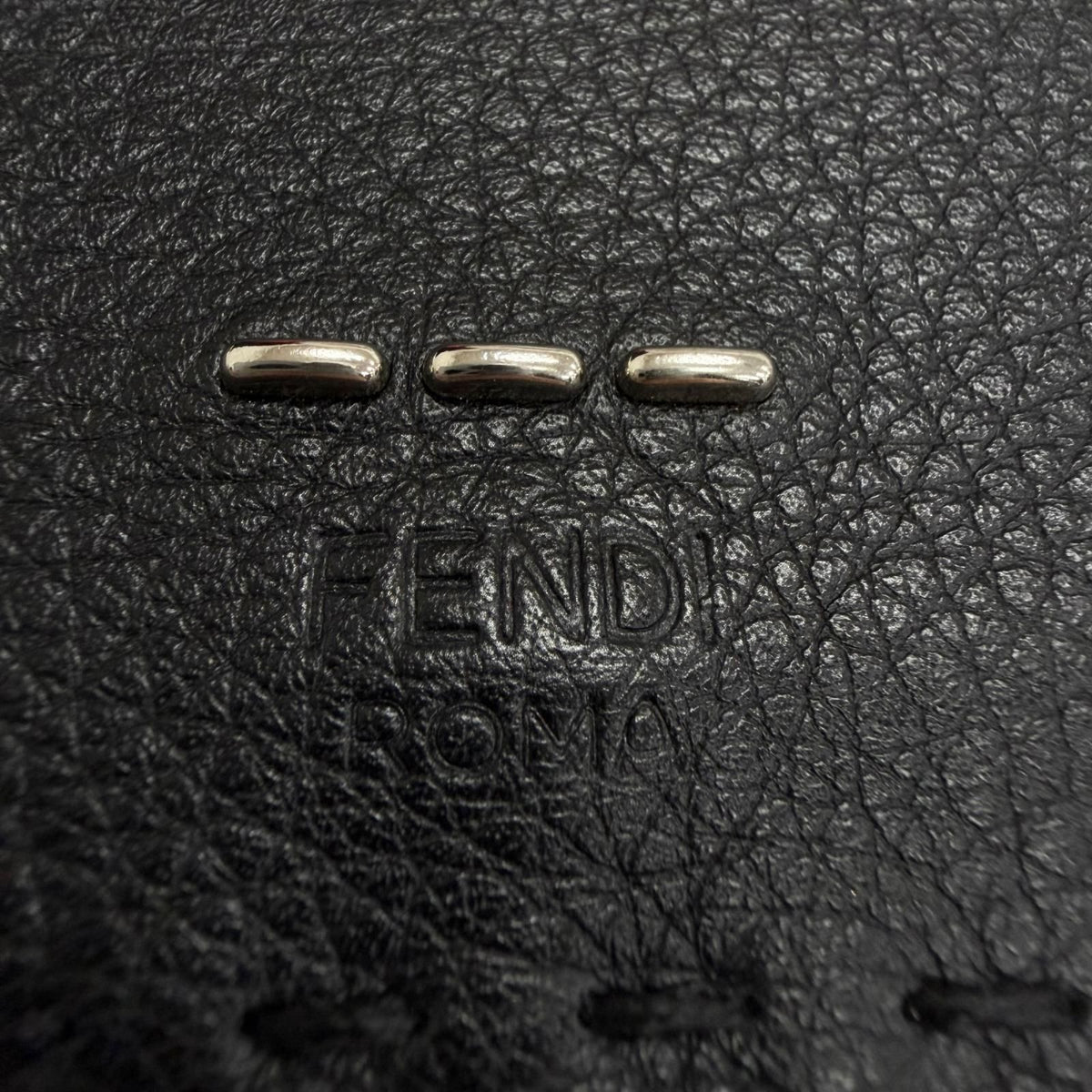 Fendi Selleria Leather Compact Wallet Trifold Black — view 8