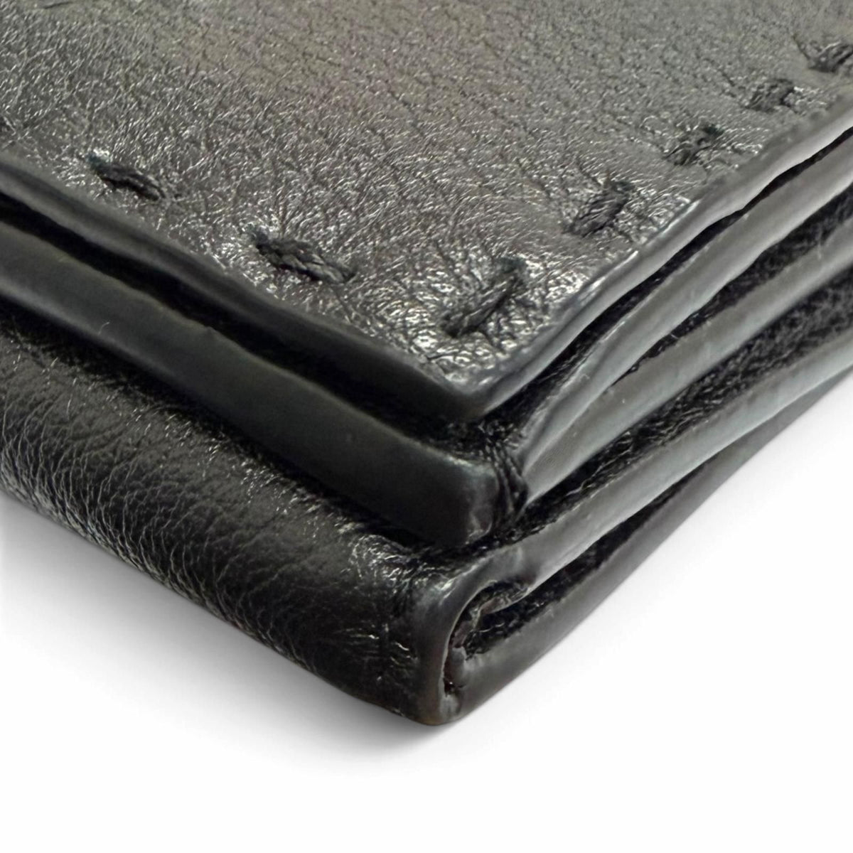 Fendi Selleria Leather Compact Wallet Trifold Black — view 6