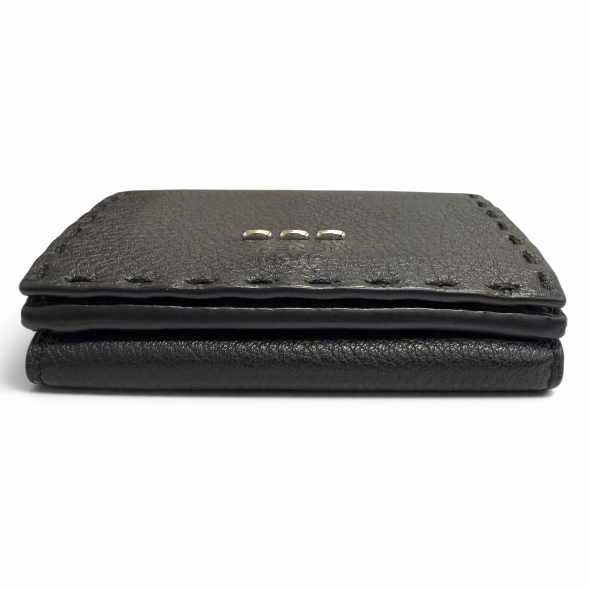 Fendi Selleria Leather Compact Wallet Trifold Black — view 4