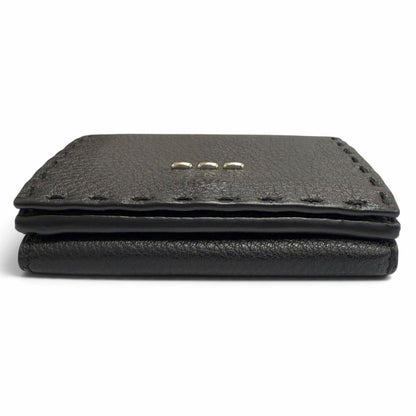 Fendi Selleria Leather Compact Wallet Trifold Black — view 4