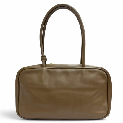 Miu Miu Bow Medium Top Handle Bag Leather Embossed Logo Handbag Brown — view 3