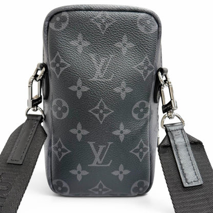 Louis Vuitton Monogram Eclipse Double Phone Pouch Shoulder Bag Black — view 3