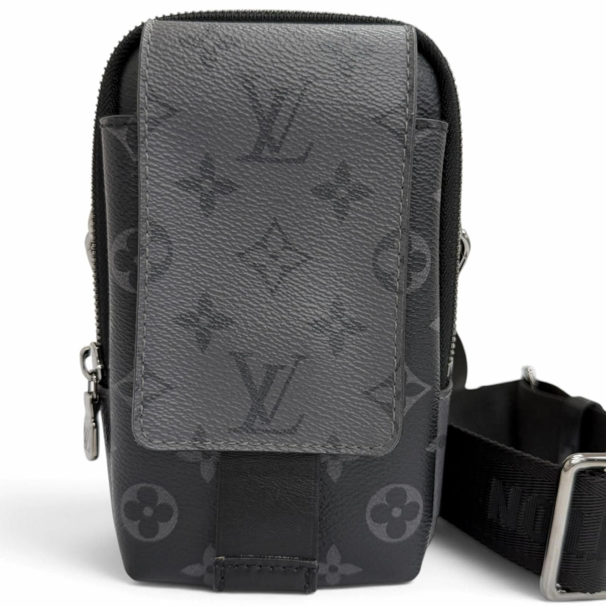 Louis Vuitton Monogram Eclipse Double Phone Pouch Shoulder Bag Black