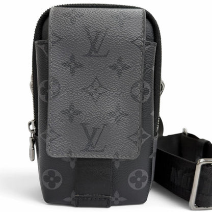 Louis Vuitton Monogram Eclipse Double Phone Pouch Shoulder Bag Black