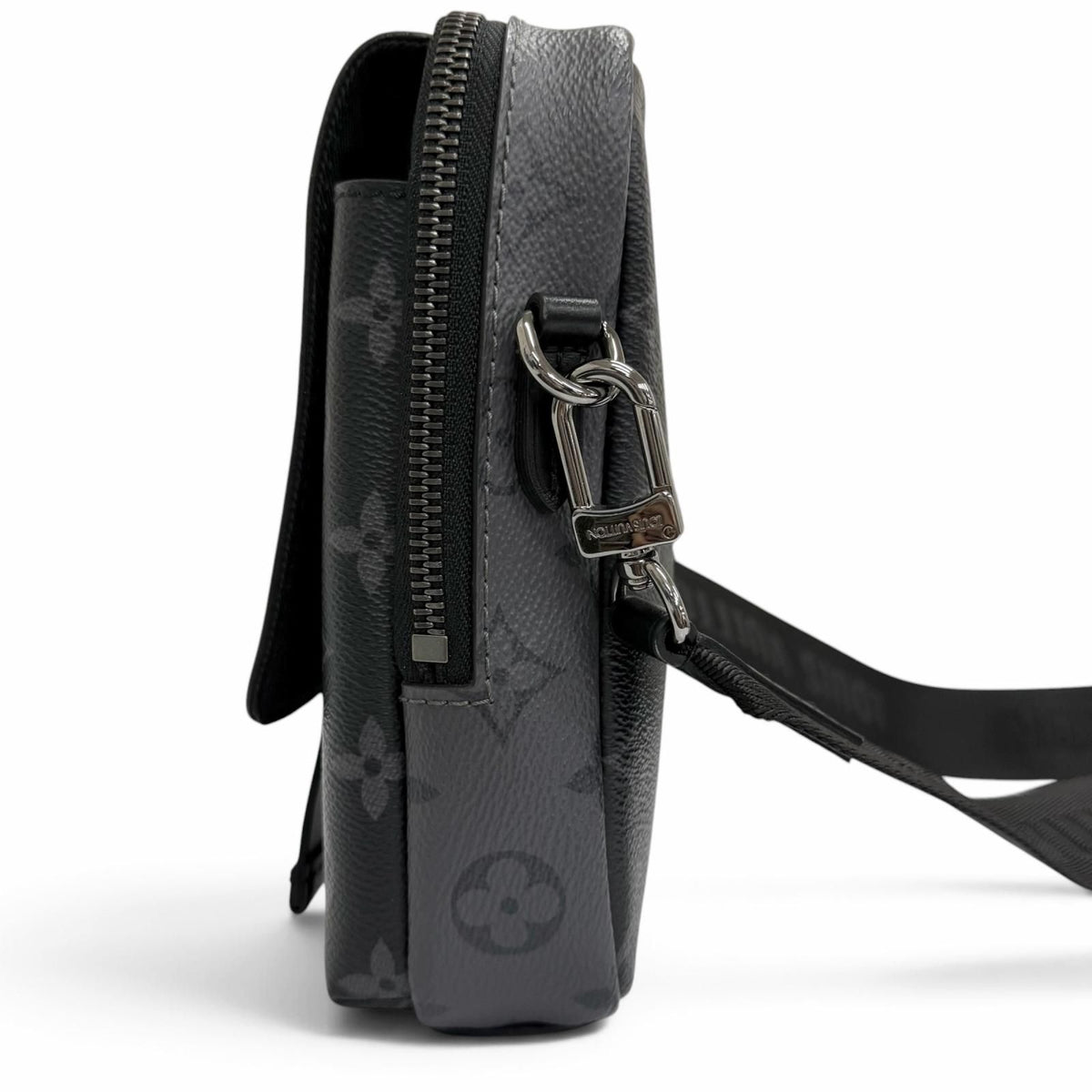 Louis Vuitton Monogram Eclipse Double Phone Pouch Shoulder Bag Black — view 4