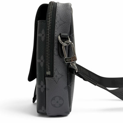 Louis Vuitton Monogram Eclipse Double Phone Pouch Shoulder Bag Black — view 4