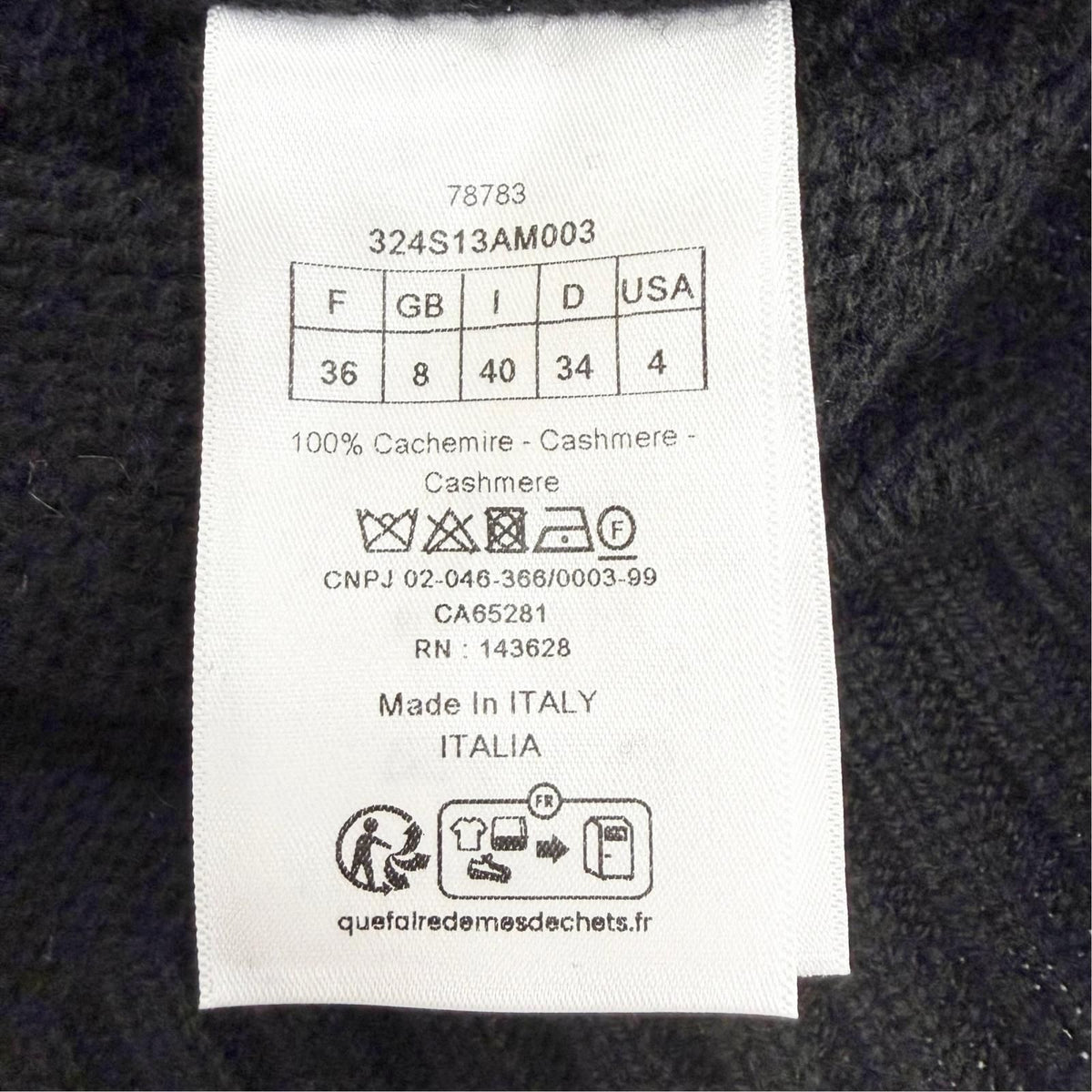 Dior Cashmere 100% Logo Star Sleeve Ruffle Design Short Knit Black IT 40 Sweater — view 7