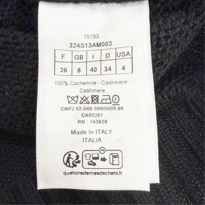 Dior Cashmere 100% Logo Star Sleeve Ruffle Design Short Knit Black IT 40 Sweater — view 7