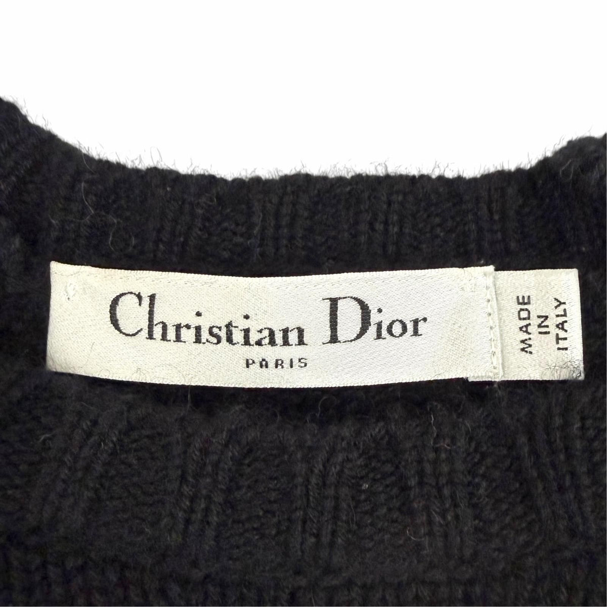 Dior Cashmere 100% Logo Star Sleeve Ruffle Design Short Knit Black IT 40 Sweater — view 6
