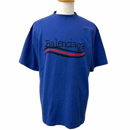 Balenciaga Distressed Campaign Logo Oversize Short Sleeve T-Shirt Navy XS