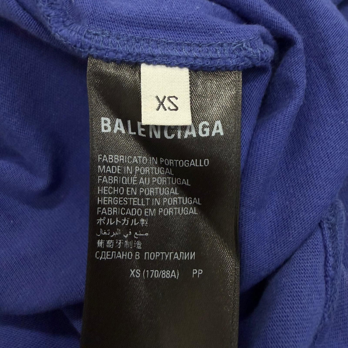 Balenciaga Distressed Campaign Logo Oversize Short Sleeve T-Shirt Navy XS — view 6