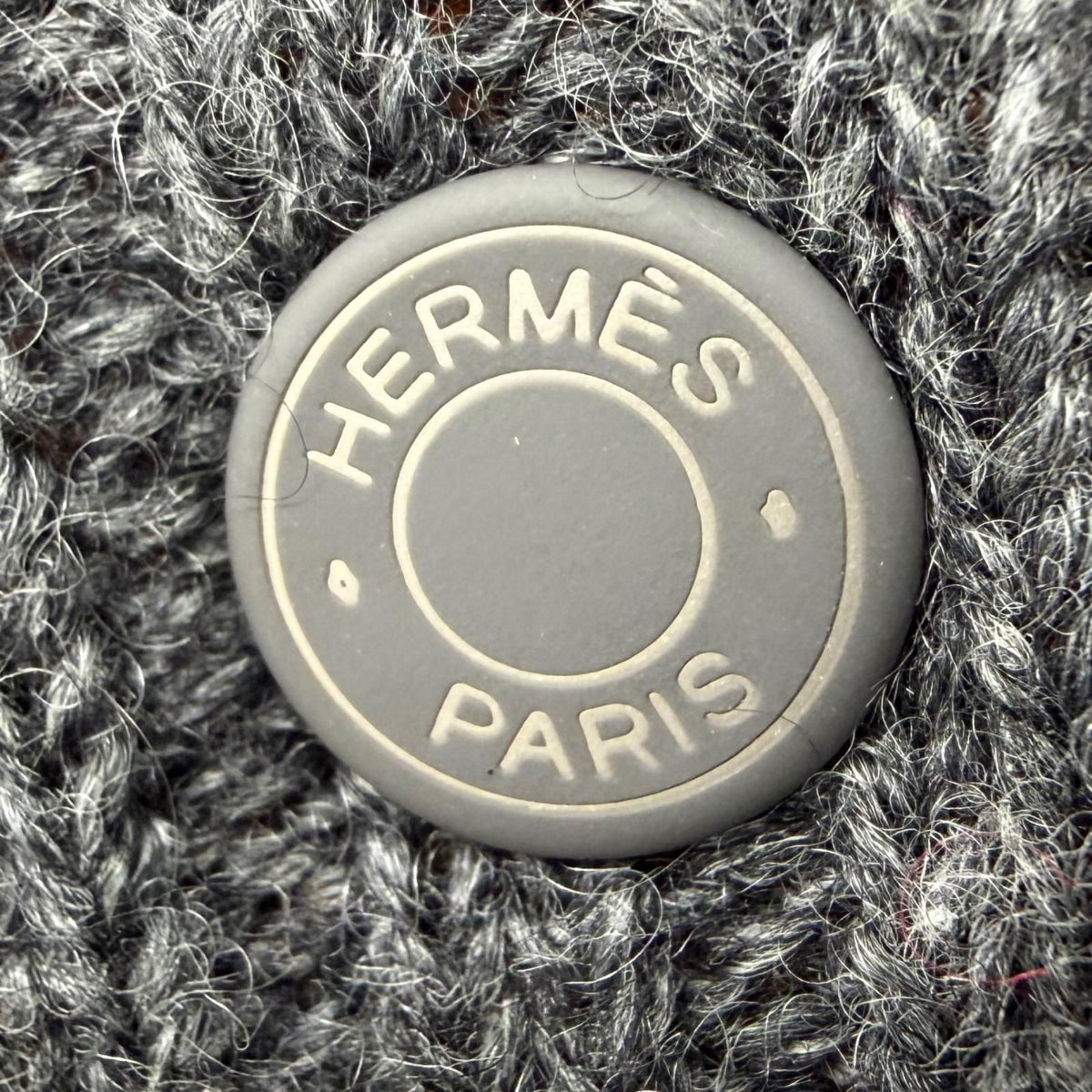 Hermes Hugo Cashmere 100% Sellier Buttons Bicolor Knit Gloves Gray Yellow — view 6