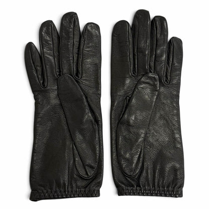Hermes Fur Trim 2-Way Lambskin Gloves Black 6.5 — view 8