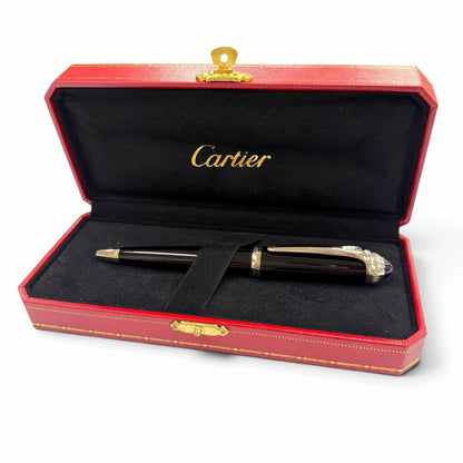Cartier Roadster de Blue Gemstone Twist Ballpoint Pen Black Silver Handwriting — view 2