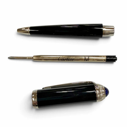 Cartier Roadster de Blue Gemstone Twist Ballpoint Pen Black Silver Handwriting — view 4