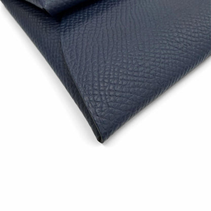 Hermes Bastia Veau Epsom Silver Coin Purse Blue Navy — view 5