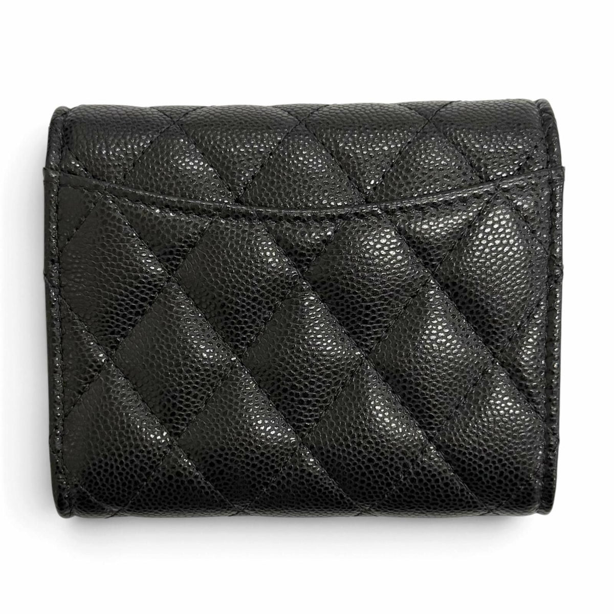Chanel Caviar Leather CC Logo Quilted Timeless Classic Line Flap Compact Wallet — view 3