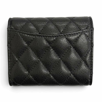 Chanel Caviar Leather CC Logo Quilted Timeless Classic Line Flap Compact Wallet — view 3