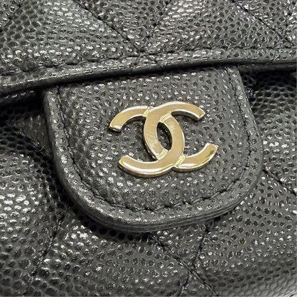 Chanel Caviar Leather CC Logo Quilted Timeless Classic Line Flap Compact Wallet — view 7