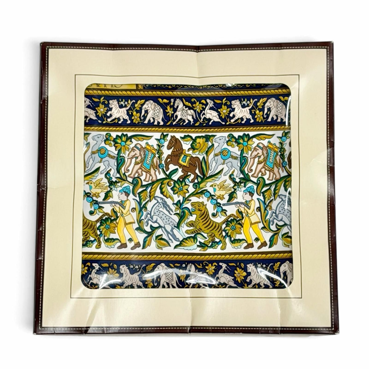 Hermes Chasse en Inde Indian Hunting Silk 100% Carre 90 Scarf Blue Multicolor — view 2