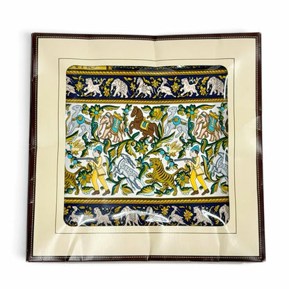Hermes Chasse en Inde Indian Hunting Silk 100% Carre 90 Scarf Blue Multicolor — view 2