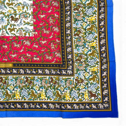 Hermes Chasse en Inde Indian Hunting Silk 100% Carre 90 Scarf Blue Multicolor — view 5
