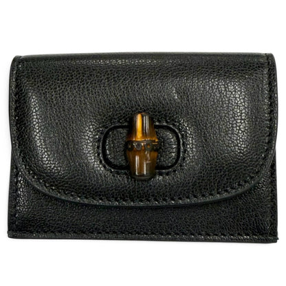 Gucci Leather Bamboo Business Card Case Black