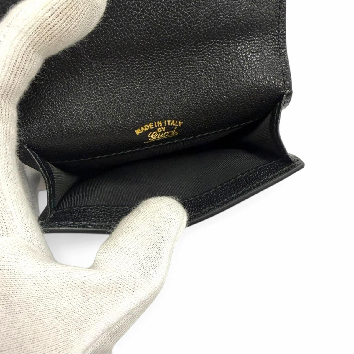 Gucci Leather Bamboo Business Card Case Black — view 5
