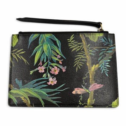 Gucci Leather Tropical Print Pouch Clutch Black — view 2