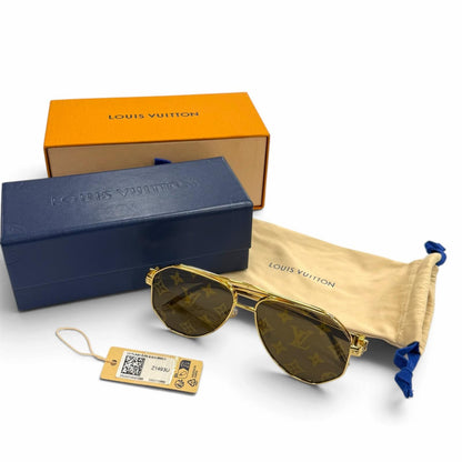 Louis Vuitton LV Flash Monogram Two Bridge Pilot Shape Sunglasses Eyewear — view 2