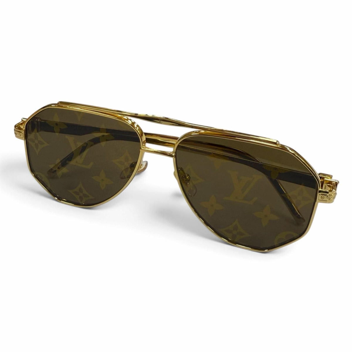 Louis Vuitton LV Flash Monogram Two Bridge Pilot Shape Sunglasses Eyewear