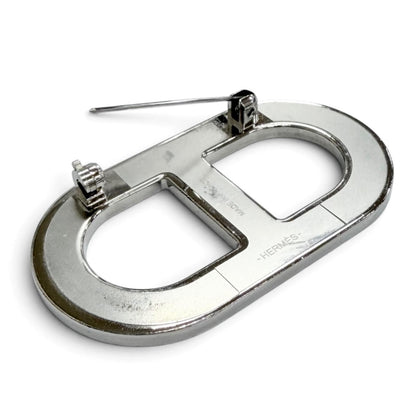 Hermes Chaine D'ancre Brooch Leather Silver Black — view 5