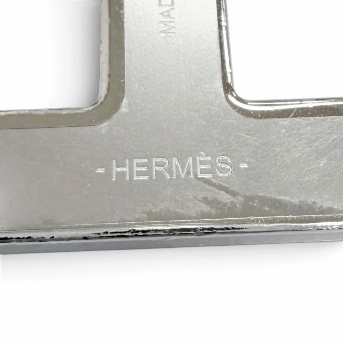 Hermes Chaine D'ancre Brooch Leather Silver Black — view 6