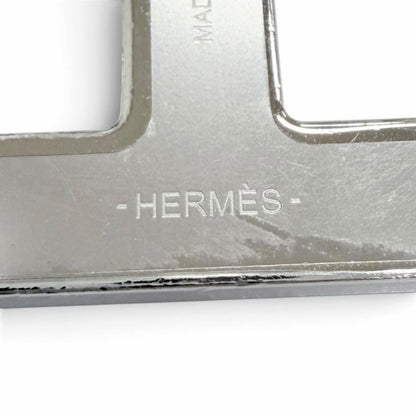 Hermes Chaine D'ancre Brooch Leather Silver Black — view 6