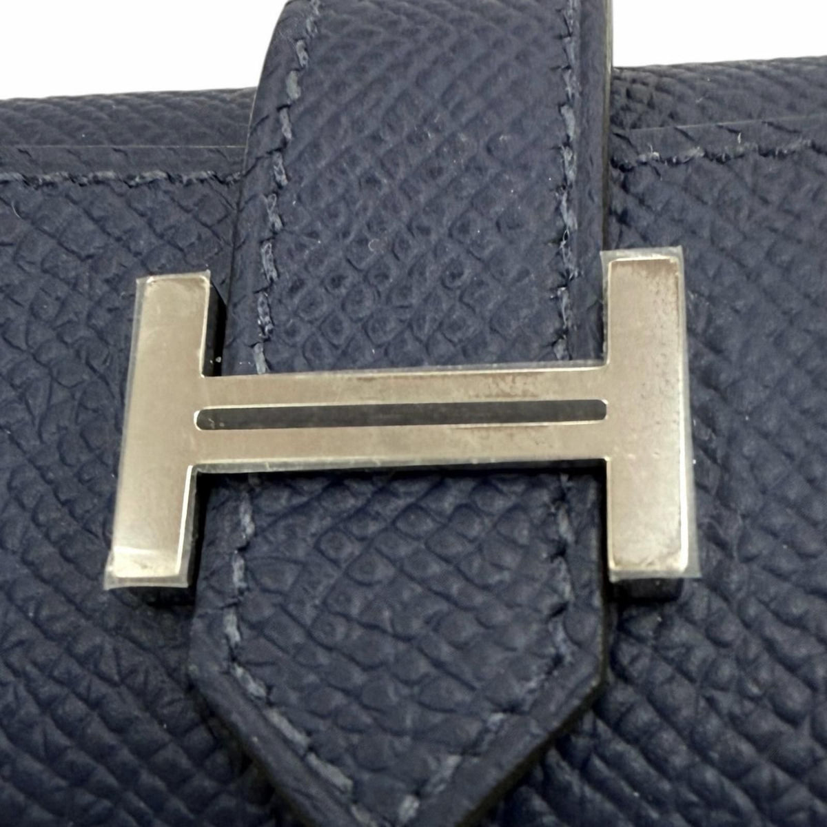 Hermes Bearn Veau Epsom Silver H Logo Key Case Blue Navy Key Holder — view 6