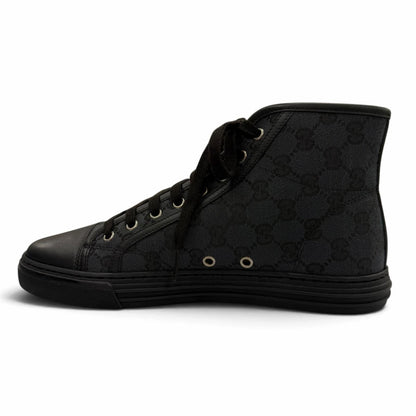 Gucci GG Canvas Leather Lace-up High Top Sneakers Black 7.5 — view 5