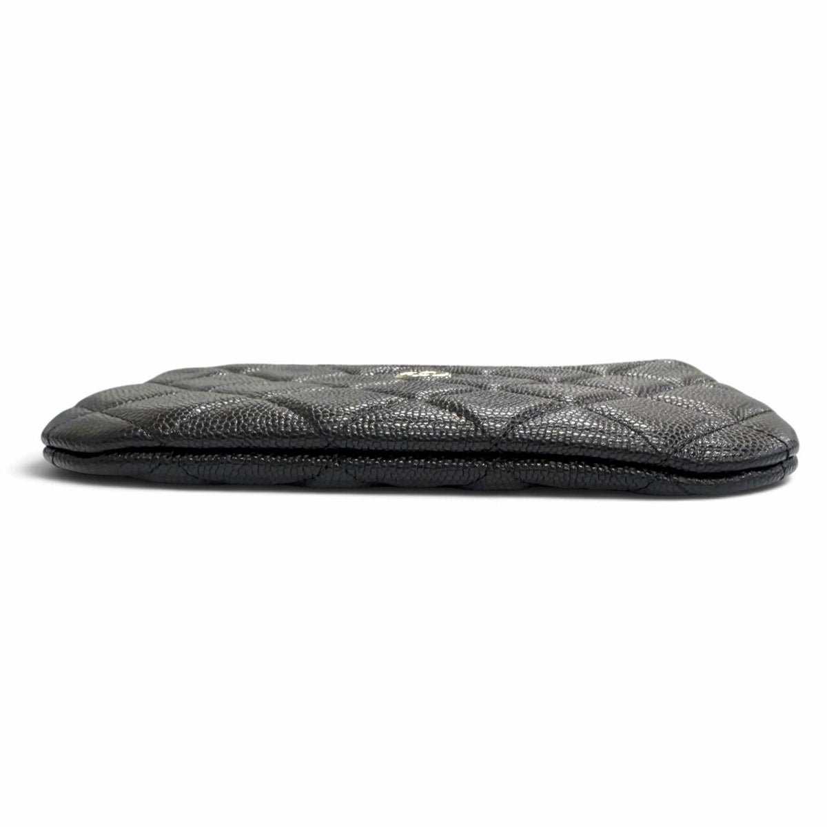 Chanel Caviar Leather CC Logo Quilted Classic Small Zip Pouch Mini Black Gold — view 4
