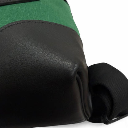 Hermes Toile Bivouac Veau Sac a Dos All Backpack Vert Moyane Noir — view 8