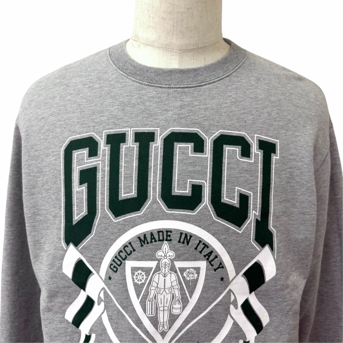 Gucci University Oversized Crew Neck Sweatshirt Light Gray XS — view 2