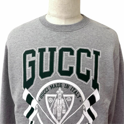 Gucci University Oversized Crew Neck Sweatshirt Light Gray XS — view 2