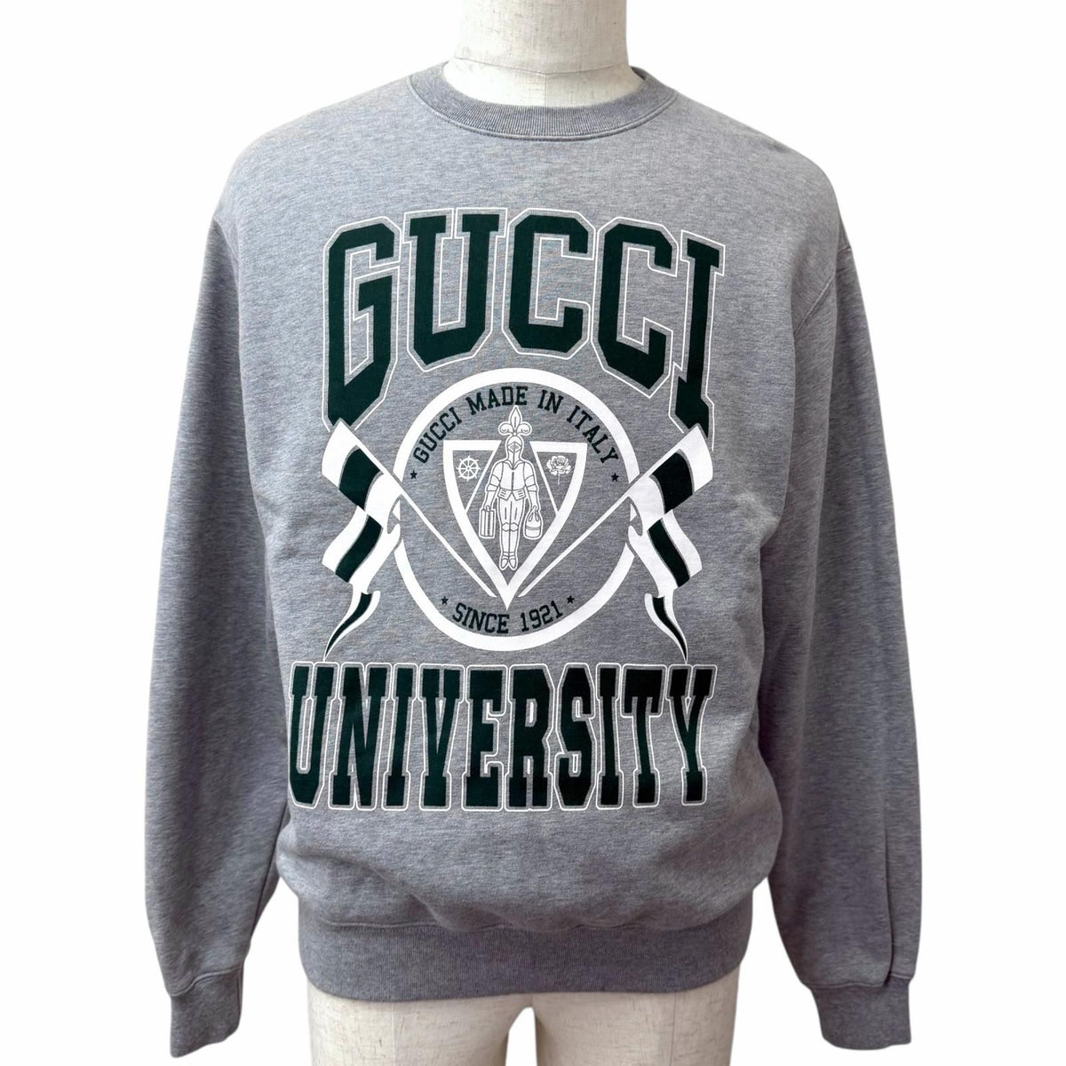 Gucci University Oversized Crew Neck Sweatshirt Light Gray XS