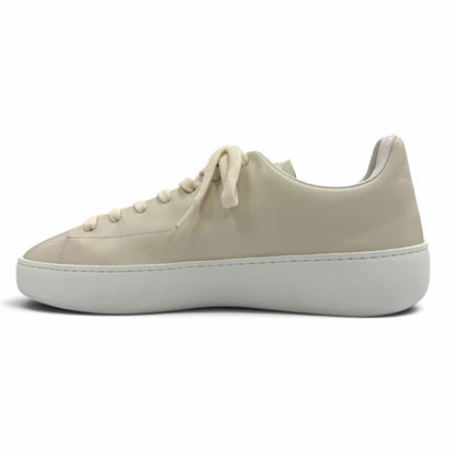 Prada Coat Leather Triangle Logo Plate Sneakers Chalk White — view 5