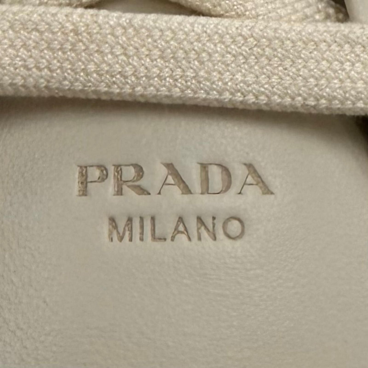 Prada Coat Leather Triangle Logo Plate Sneakers Chalk White — view 8