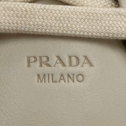 Prada Coat Leather Triangle Logo Plate Sneakers Chalk White — view 8