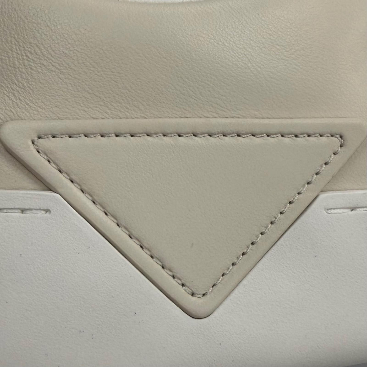 Prada Coat Leather Triangle Logo Plate Sneakers Chalk White — view 7