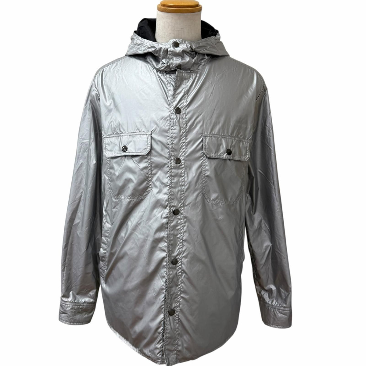 Moncler Donan Giubbotto Reversible Windbreaker Nylon Jacket Khaki Silver — view 2