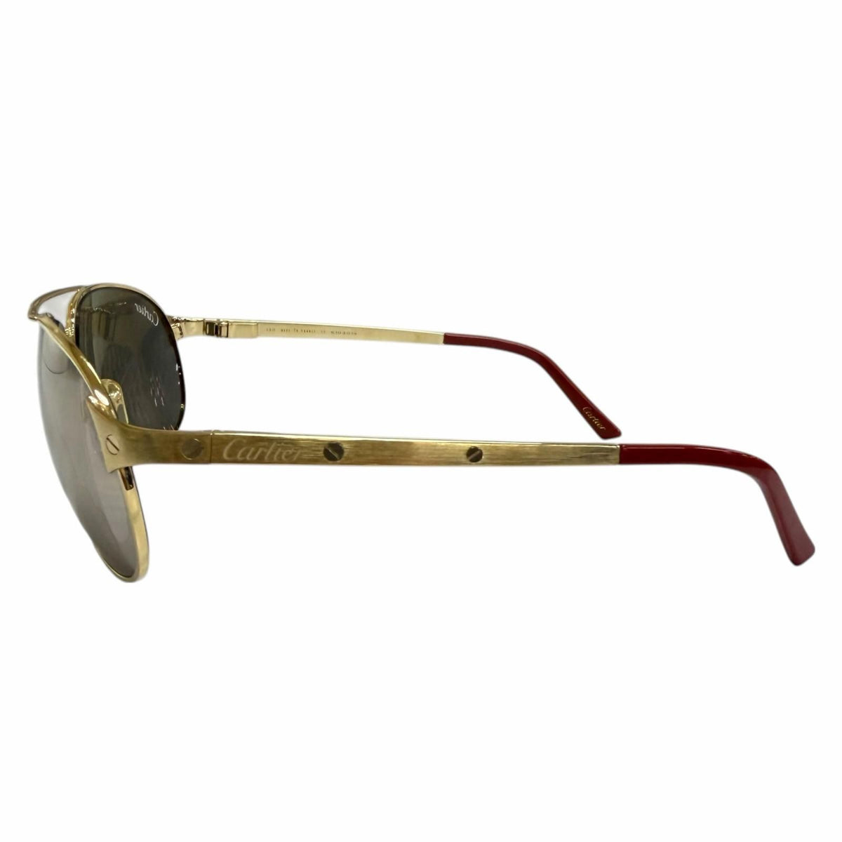 Cartier Santos Dumont Mirror Lens Two Bridge Sunglasses Gold Bordeaux Eyewear — view 4