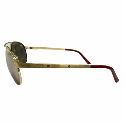 Cartier Santos Dumont Mirror Lens Two Bridge Sunglasses Gold Bordeaux Eyewear — view 4